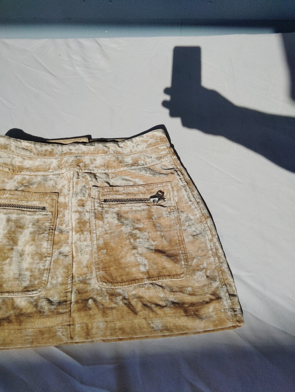Free People Y2K Crushed Velvet Mini Skirt in Gold 4